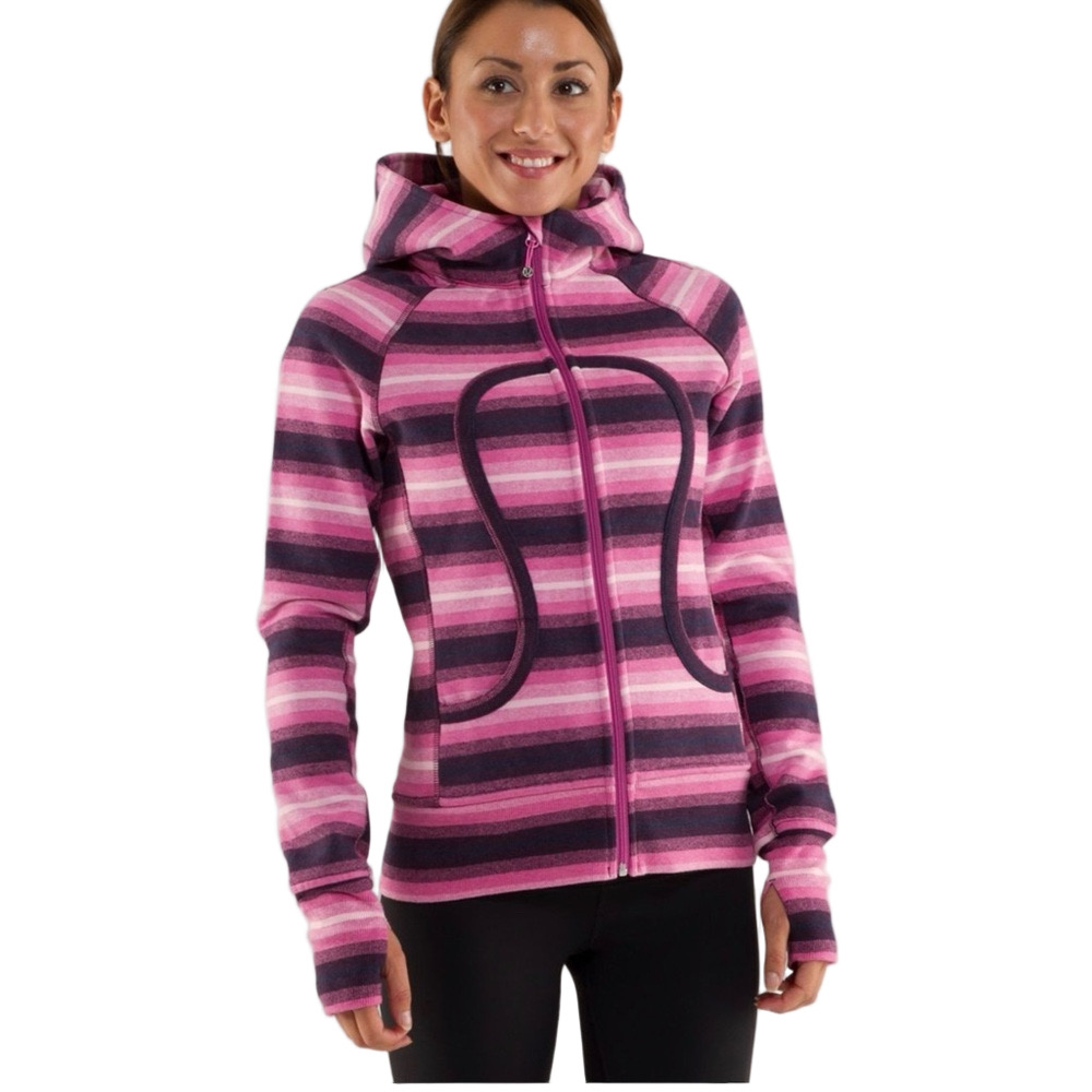 Lululemon Scuba Hoodie Size 8 Striped Pink and Purple Full Zipped Fleece Jacket